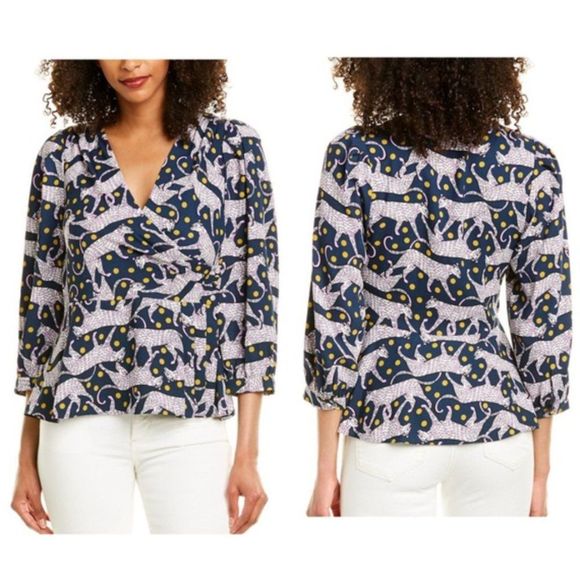 🎁 50% OFF Bundles 🎁 NWT Kate Spade Panther Dot Wrap Blouse Size 8 - Picture 9 of 9